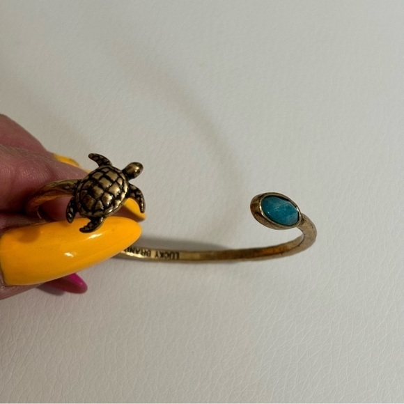 Lucky Brand bronze faux turquoise turtle adjustable bracelet #023 - Picture 3 of 7